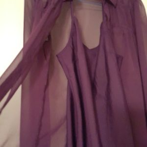 Purple two-piece blouse with a cami &belt